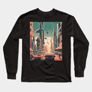 Retro Futurism City Long Sleeve T-Shirt